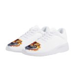All-White Mesh Sneakers with Flame-Tiger Prints